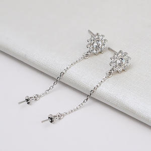 Boucles d'oreilles en argent S925 avec pompon et perle polyvalente, longues et élégantes pour femmes, support d'accessoires DIY 928 - Product Image 1