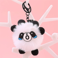 Porte-clés léger et mignon en peluche 3D avec pompon, texture moelleuse, respectueux de l'environnement, plusieurs motifs d'animaux de dessin animé, logo personnalisé coloré