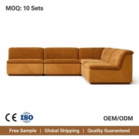 Sofá Modular en Forma de L de Terciopelo Crema con Base de Madera, Sofá Seccional Moderno para Sala de Estar, Sofá de Terciopelo Contemporáneo para Hogar y Hotel