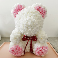 Ours Rose 2023 Offre Spéciale conservé cadeaux de fête des mères ours en peluche Rose fait à la main pour petite amie 25cm 40cm ours Rose avec boîte cadeau