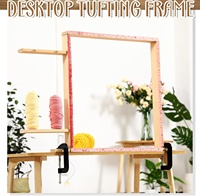 Avec 2 pinces de table Mini grand tapis Tufting Frame pour tufting Gun Beginnner Wooden Fabric Gripper Nail Hold