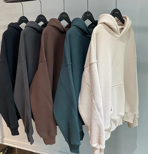 Logo personalizzato 400gsm 500gsm in cotone pesante Oversize in bianco felpa da uomo Casual in pile - Product Image 2