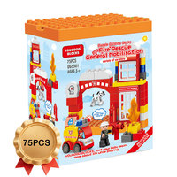 Lot de 75 gros blocs de construction : Station de pompiers et voitures – Jouet éducatif de construction – Fournisseur en gros pour enfants de 3 ans et plus