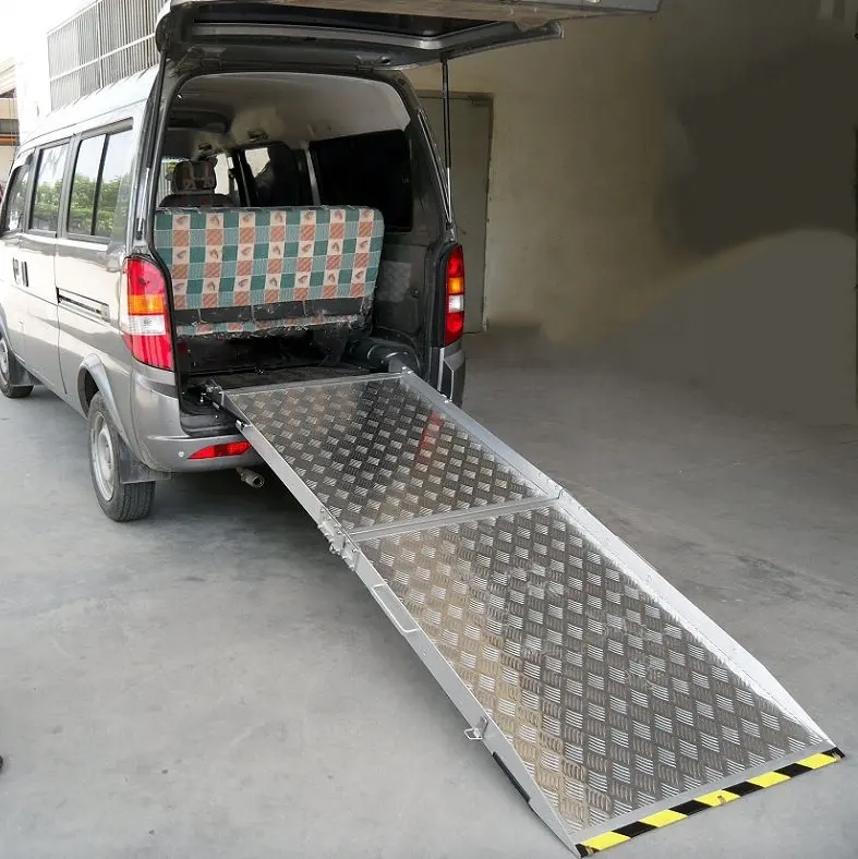 Rampa de carga para silla de ruedas de aluminio, rampa plegable, apta para furgoneta