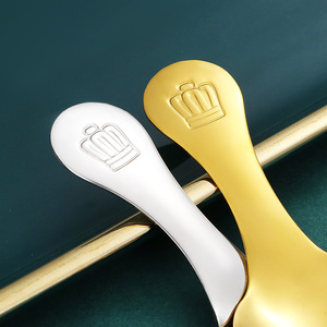 Cuillère à thé carrée en acier inoxydable 304, cuillère à dessert à manche court, cuillère à glace, ustensile créatif pour le thé à usage domestique - Product Image 4