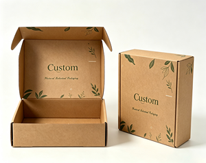 Boîte d'expédition en papier kraft recyclable, écologique, personnalisée et imprimée, pour l'emballage de produits de beauté et de soins de la peau - Vente flash - Product Image 1