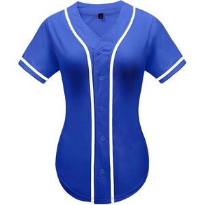 Babyhealthy Womens Baseball Jersey Button Down <b>Plain</b> <b>Tshirt</b> Breathable Softball Sports Active Wear - Product Image 1