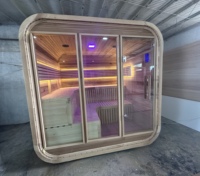 Penjualan langsung pabrik Sauna dengan pengendali WIFI, speaker Bluetooth, kubus sauna material merah mewah luar ruangan