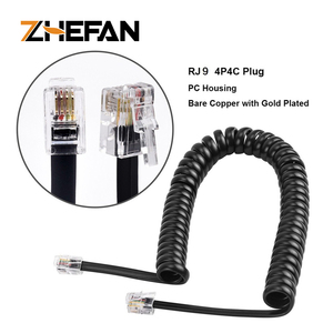 Câble de combiné téléphonique ZHEFAN 4P4C RJ9 <span class=keywords><strong>RJ22</strong></span> RJ11 cordon de combiné téléphonique enroulé câble en spirale noir plat 4 pouces de plomb 6 pieds - Product Image 4