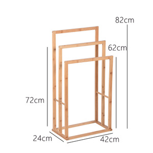 Porte-serviettes en bambou à 3 niveaux, pliable, design minimaliste, pour salle de bain et usage domestique - Product Image 4