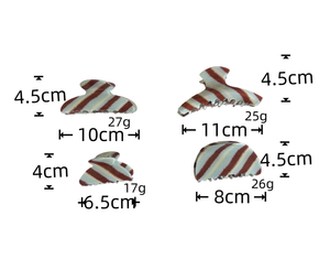 Liwu 韩国棕色条纹大号发夹 醋酸夹式法式优雅简约设计 - Product Image 2