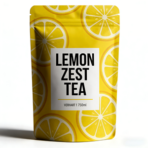 ถุงซิปล็อคแบบตั้งได้ พิมพ์ลายเลมอนสไลซ์ สำหรับบรรจุภัณฑ์ชาเกรดอาหาร ปิดผนึกได้ บรรจุชาผลไม้รสเลมอน - Product Image 1