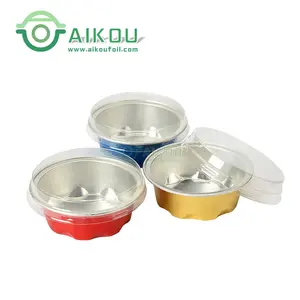 Red 50ml dessert box eco-friendly mini chocolate dessert cups with lids cupcakes disposable tray Aluminum foil container