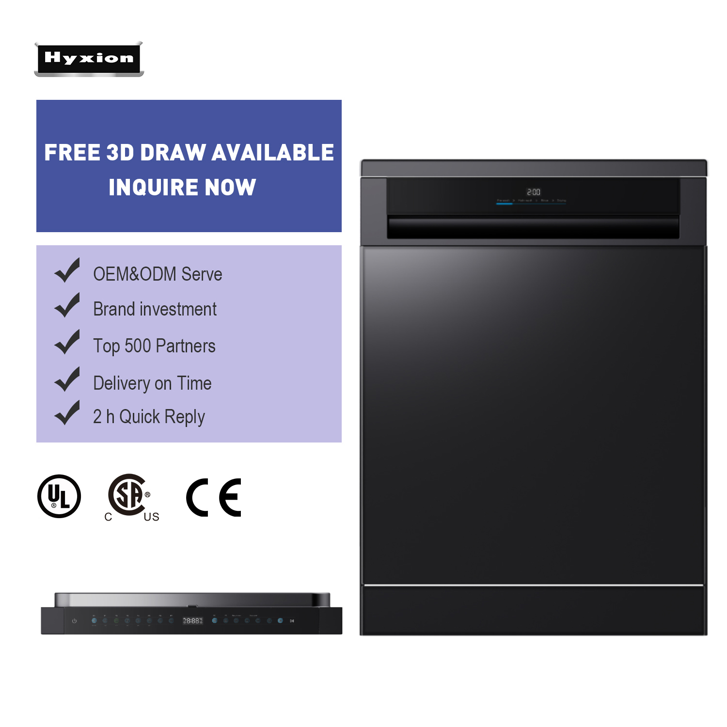 Hyxion Smart Kitchen Appliances 220-240V China Best Countertop Dishwasher