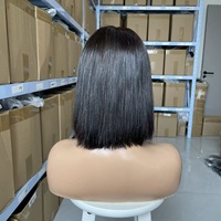 Pelucas de Cabello Humano Liso, Super Double Drawn SDD, Cabello Virgen Vietnamita de 10 Pulgadas, Peluca con Cierre de Encaje 2x6, Peluca Corta Bob
