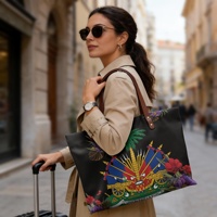 Sac à main en cuir végétalien personnalisé avec motif des îles haïtiennes pour femmes, sacs à main de luxe pour femmes des îles, sacs à main tendance pour les voyages