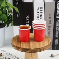 Cangkir Plastik Sekali Pakai Mini Merah 2 OZ dengan Logo Custom, Cangkir Tasting Sekali Pakai untuk Acara Pesta Festival Natal