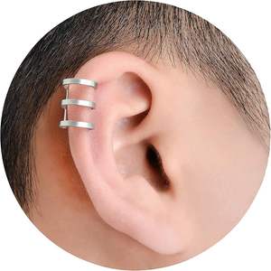 4 paires de boucles <span class=keywords><strong>d</strong></span>'oreilles en acier inoxydable <span class=keywords><strong>Helix</strong></span> Cartilage Clip on Wrap Earrings Fake Nose Ring Non-Piercing Adjustable - Product Image 2