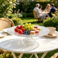 Groothandel Eco-vriendelijke BPA-vrije glazen schaal met concentrische ribben, helder glas, vaatwasserbestendig, voor fruit, dessert, taart, thuisgebruik