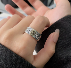 Anello Vintage Zhamo Lamu in Argento Sterling S925 per Buona Fortuna, Anello Unisex Minimalista e Versatile della Deità della Ricchezza - Product Image 4