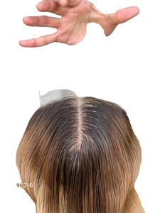 วิกผมขนาด8*8นิ้ว2024สำหรับคนผมดิบแบบไล่เฉดสีความหนาพื้นฐานหนังศีรษะสำหรับผู้หญิงที่มีลอนแบบธรรมชาติไฮไลท์ท็อปเปอร์ - Product Image 4