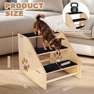 บันไดสุนัขบันไดไม้3ขั้นสำหรับสุนัขขนาดเล็กกลางสุนัขแมวบันไดขั้นบันไดสำหรับสัตว์เลี้ยงที่นอนสูงรถ - Product Image 6