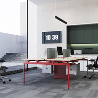 Bureau de travail modulaire flexible 6 places en MDF écologique, combinaison de mobilier de bureau moderne avec cloison ergonomique pour usage commercial
