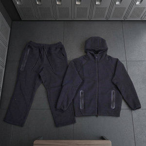 Mens Unisex Custom Printed Zip-Up Hoodie Tracksuit Set Casual Sweatshirt Trouser Combo 100% Cotton Oversized Winter Comfortable - Product Image 3