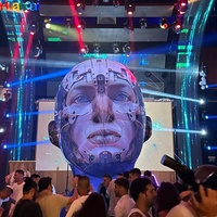 Modèle de tête de robot IA gonflable géant personnalisable pour les événements, décoration de scène gonflable avec lumières LED