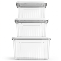Boîte de rangement en plastique transparent robuste avec couvercle, vente en gros, capacité de 6L à 140L, conteneur empilable transparent, bac de rangement, boîte de transport