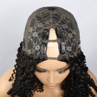 Perruque Lemoda bouclée birmane en V, cheveux humains, sans couture, sans laisser de cheveux apparents, sans colle, perruques fines pour femmes, perruque fabriquée à la machine pour femmes noires