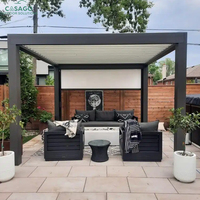 Pergola à lames orientables en aluminium avec système de drainage optimal, abri pare-soleil et imperméable pour jardin et villa