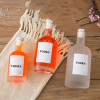 Bouteille en verre vide pour vin et vodka, forme ronde dépolie, transparente, avec couvercle, haute qualité, 100ml, 200ml, 375ml, 500ml, 750ml – Meilleures ventes