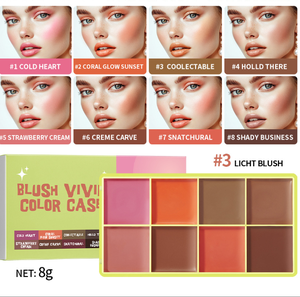 Palette <span class=keywords><strong>cremosa</strong></span> a 8 colori per fard color crema fard opaca copertura di lunga durata per fard crema fard correttore tutto in uno Palette trucco tutto in uno - Product Image 4