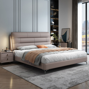 Fascia alta italiana grande <span class=keywords><strong>testiera</strong></span> letto matrimoniale telaio in pelle <span class=keywords><strong>letti</strong></span> nuovo Design camera da letto mobili di lusso moderno letto King Size - Product Image 3