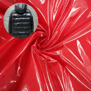 380T Nylon Taffeta Bright Shiny Glossy Lurex PU Coating Slick Nylon Fabric For Sleeping Bag Down Jacket Padded Puffer Fabric