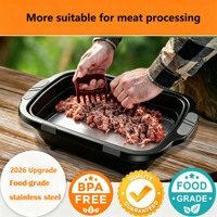 Bacs de préparation BBQ pliables améliorés en acier inoxydable avec planche à découper, couvercle verrouillable et conception anti-fuite, orange et noir, pour cuisine/extérieur