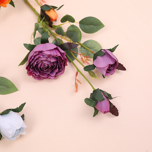 Artificial Silk Three-Head Bud Rose Thousand-layer Rose Wedding and Restaurant Soft <b>Decoration</b> Materials - Product Image 3