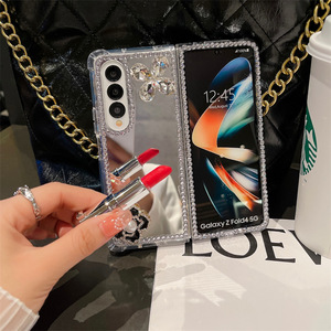 Coque de téléphone de luxe en strass effet diamant et miroir Camélia pour <span class=keywords><strong>Samsung</strong></span> <span class=keywords><strong>Galaxy</strong></span> Z Fold 6 5 4 <span class=keywords><strong>3</strong></span>, étui diamanté fait main - Product Image 5