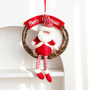 Elegant Elk <b>Door</b> Hanging <b>Christmas</b> <b>Wreath</b> with Snowman Luxury Festive Ring Decor for Front <b>Door</b> and Tree - Product Image 2