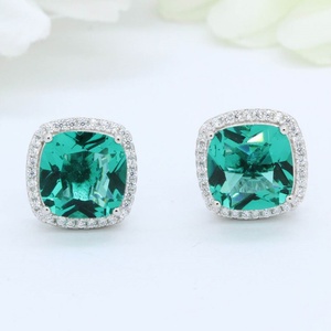 Regalo para Damas de Honor, Joyería Nupcial, Halo Nupcial, Cojín Nupcial, Pendientes de Turmalina Paraiba, Redondos y Brillantes, Plata de Ley 925 - Product Image 5