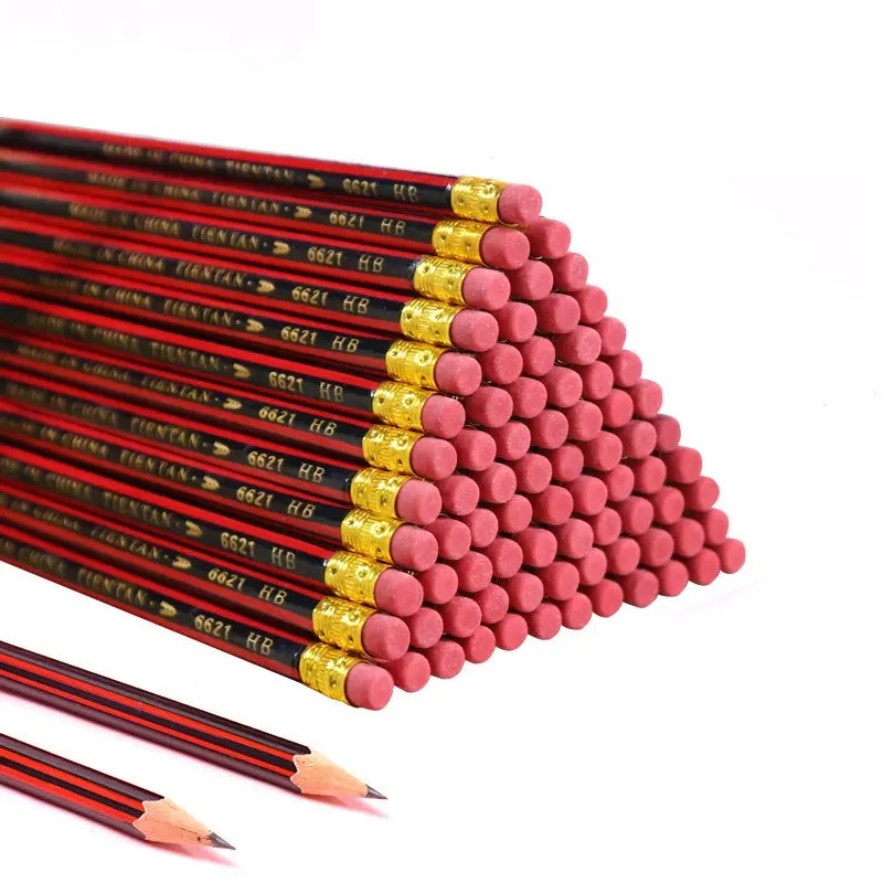 Wholesale Hb Pencil Classic Red Sketch Wooden Pencils With Eraser For Children