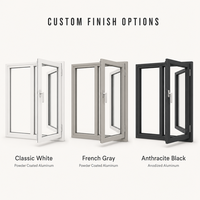 Ventana Moderna de Aluminio con Doble Apertura y Cristal Fijo Grande para Casa o Villa