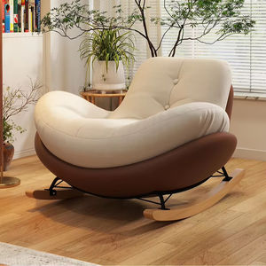 كرسي أريكة فردي دوار بتصميم نورديك حديث وفاخر، كرسي هزاز من القماش والمعدن للمنزل وغرفة المعيشة والشرفة وغرفة النوم والترفيه - Product Image 1