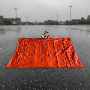 Poncho de pluie d'urgence en aluminium et PE orange imperméable de qualité industrielle - Product Image 4