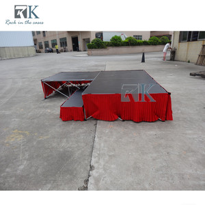 Stage Platform with Red Skirts Quick Install Portable Stage for Events - Product Image 3