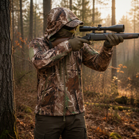 Ensemble veste et pantalon de chasse en softshell imperméable et coupe-vent, camouflage biomimétique jungle, unisexe, pour l'hiver et la chasse en montagne