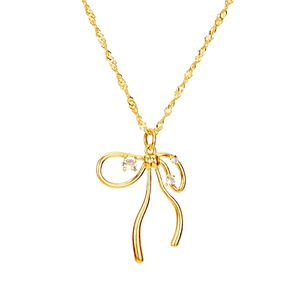 Gemnel Collier en argent 925 Pendentif ruban délicat avec pierres CZ Bijoux Balletcore pour femmes Cadeau élégant et délicat - Product Image 1