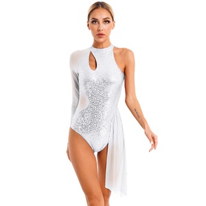 Lentejuelas Diseñador Un hombro Mujeres Ropa de baile Fabricante Patinaje Vestido Rendimiento Desgaste Vestidos de baile - Product Image 2