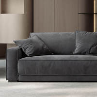 Conjuntos modernos de diseñador italiano de gama alta, muebles de nube de cuero modular en forma de L, sala de estar, hogar, sofá de plumas